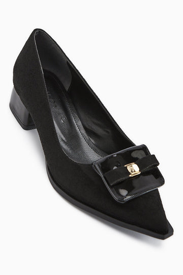 Boel Black Suede Buckled Low-Heeled Women's Shoe