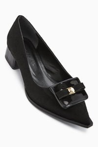 Boel Black Suede Buckled Low-Heeled Women's Shoe