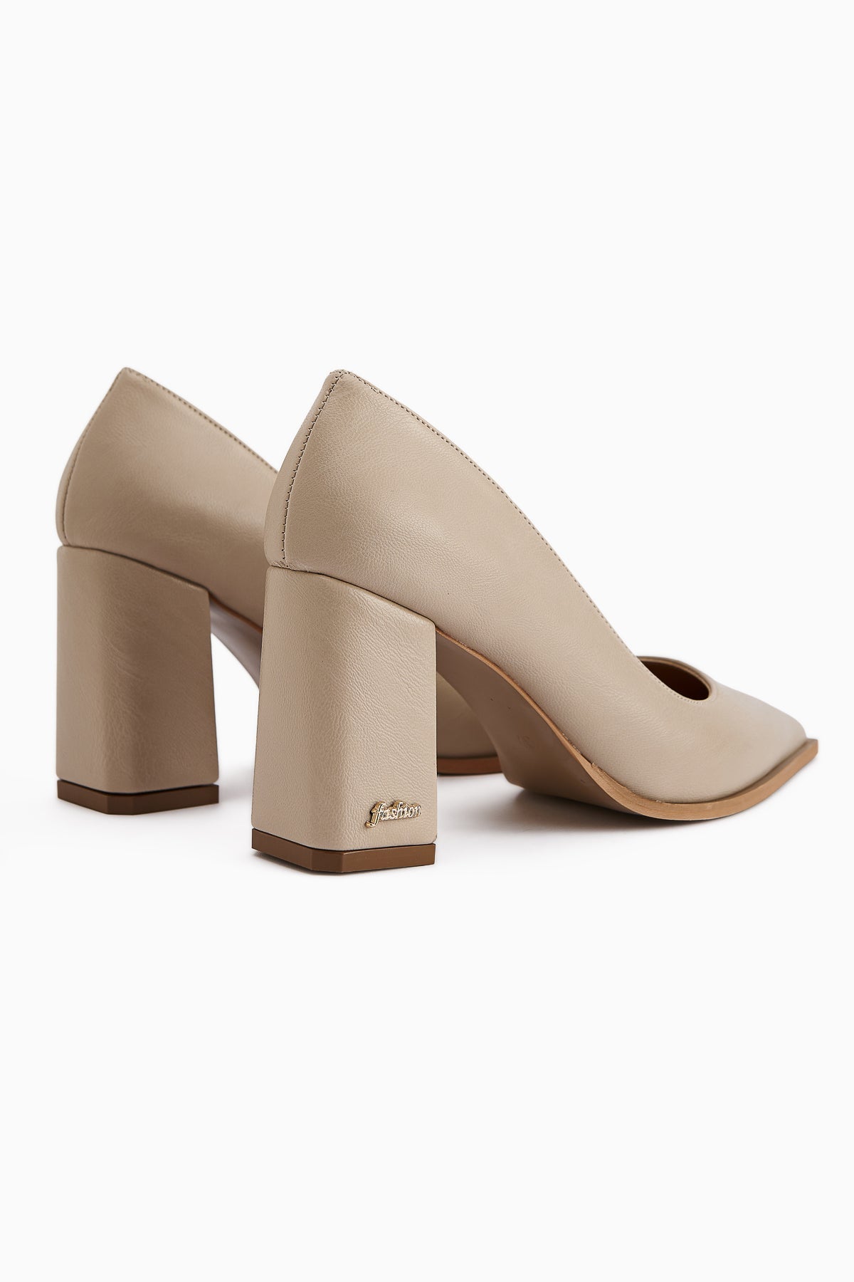 Lucy Beige Chunky Heel Women's Stiletto