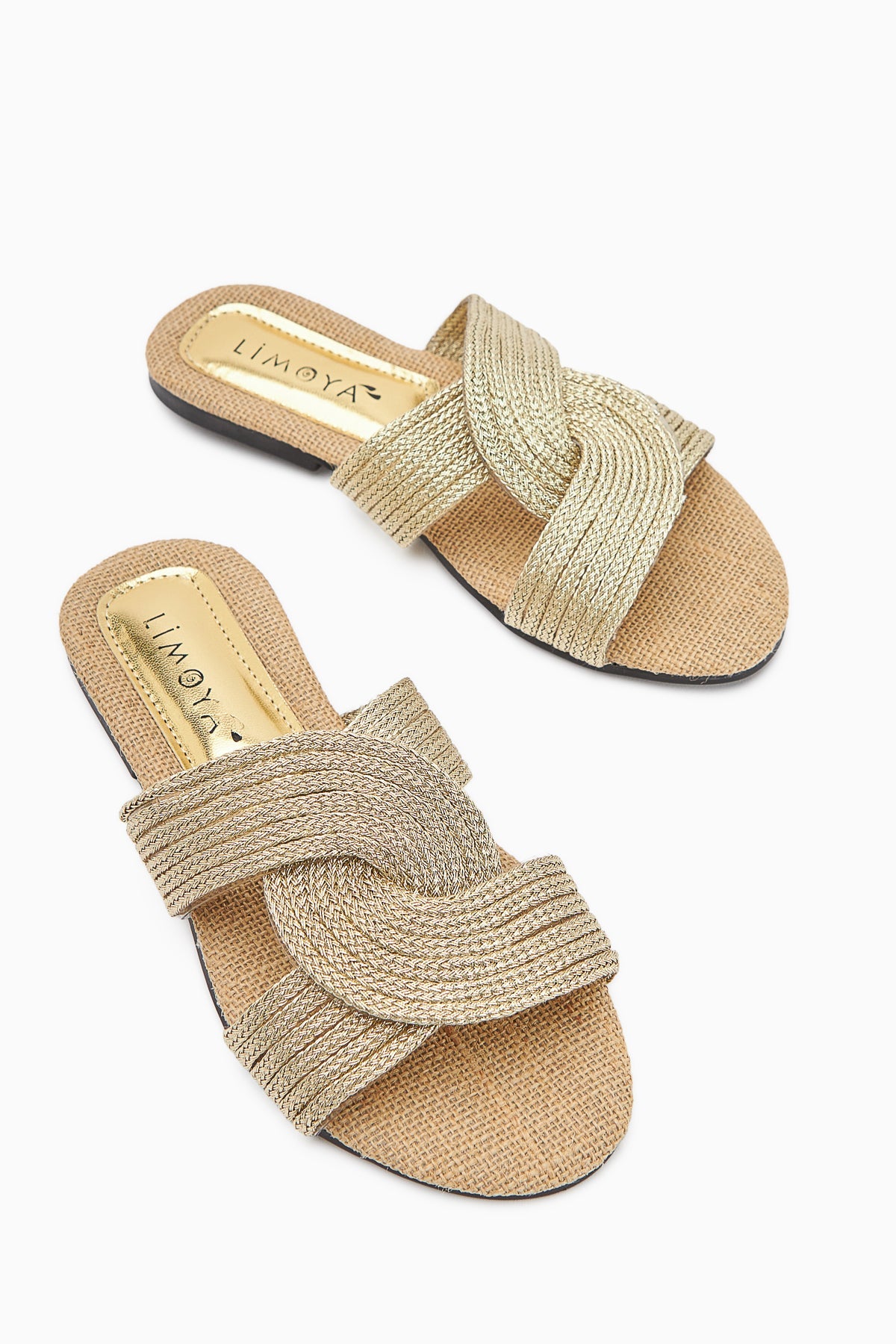 Nihaal Stroh Kreuz-Riemen Flache Damen Hausschuhe