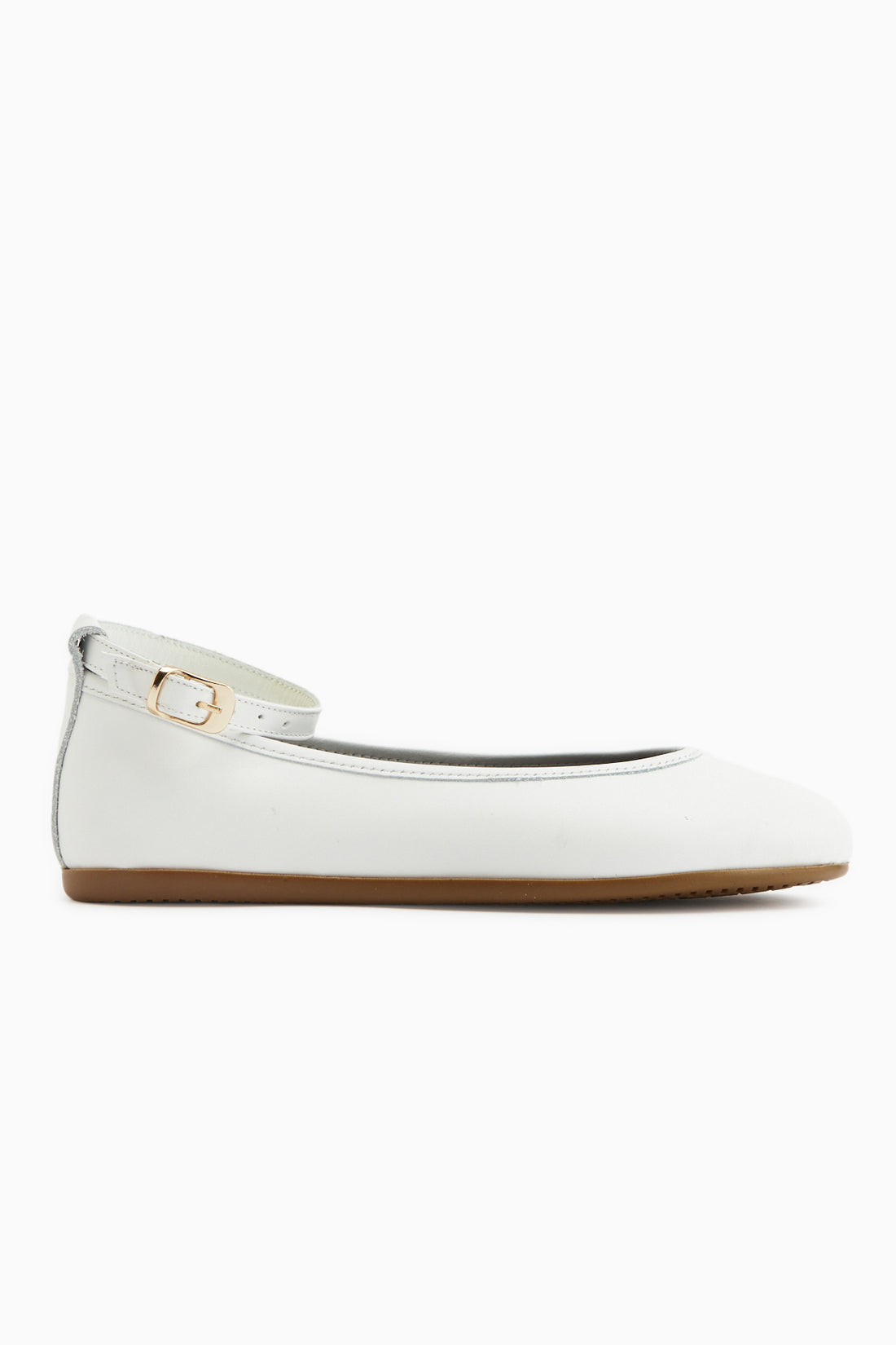 Echtes Leder Weiße Gürtels Damen Ballerinas