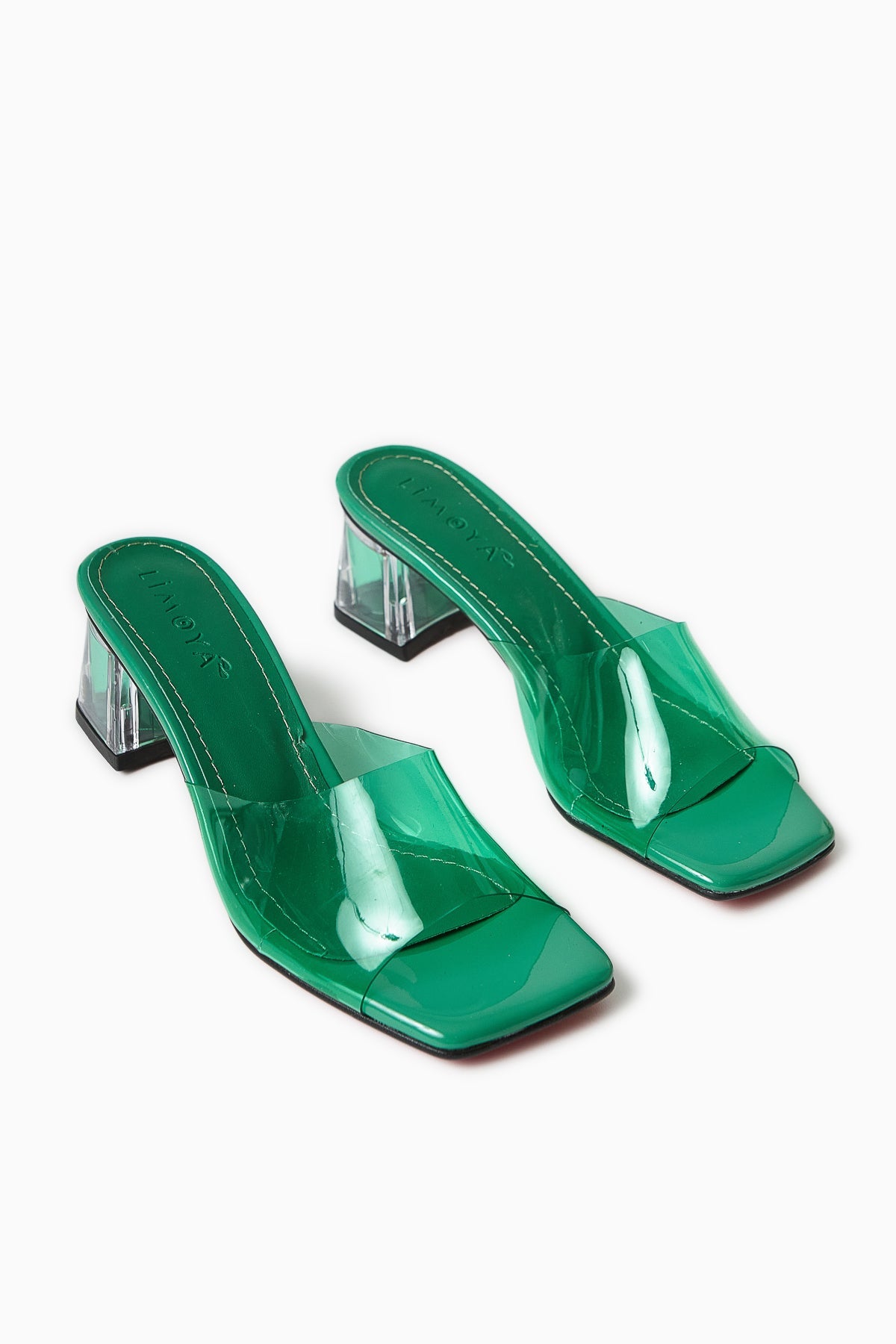 Persa Grün Transparenter Riemen Transparenter Absatz Damen Hausschuhe