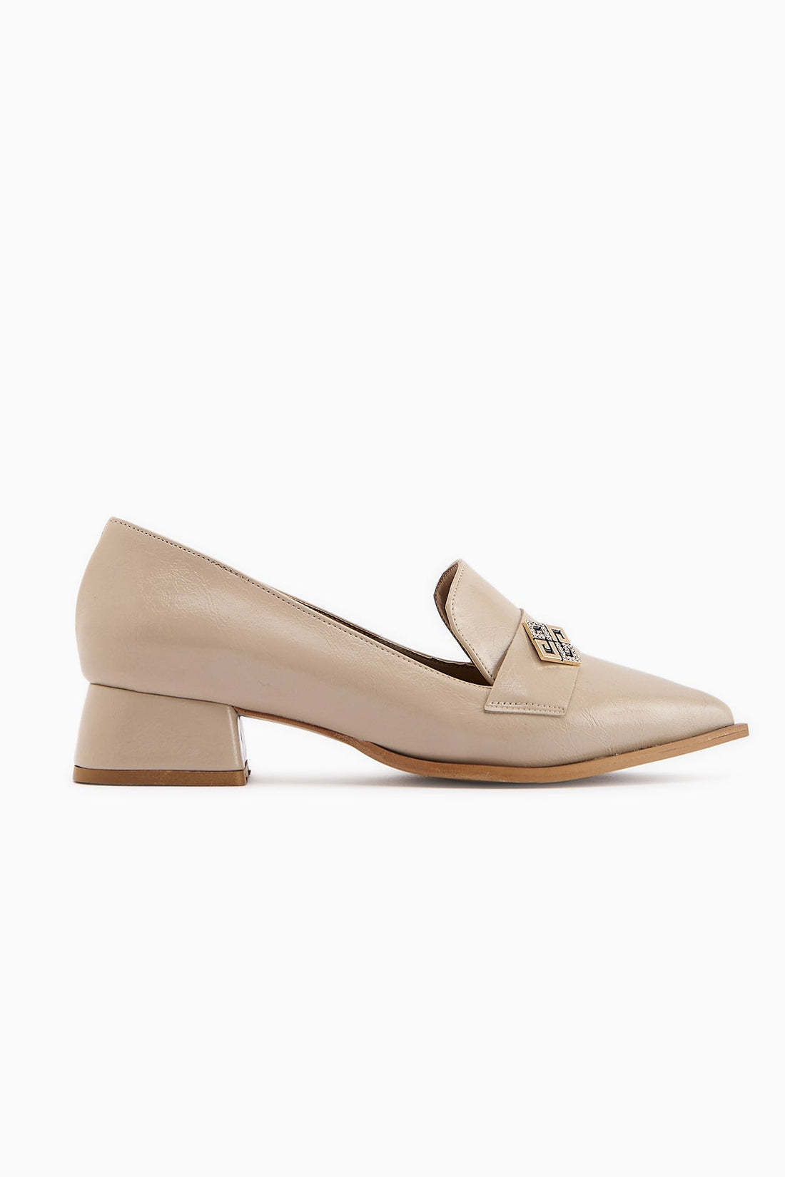 Jaklin Women's Beige Pointed Toe Low Heel Shoe