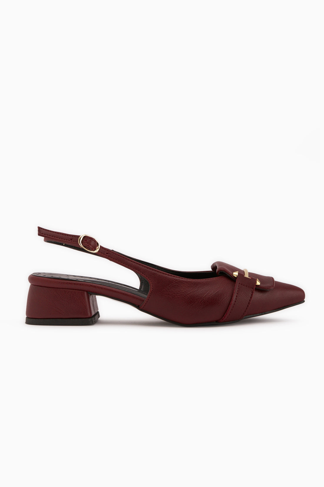 Enja Burgunder Schnalle Kurz Absatz Damen Schuhe