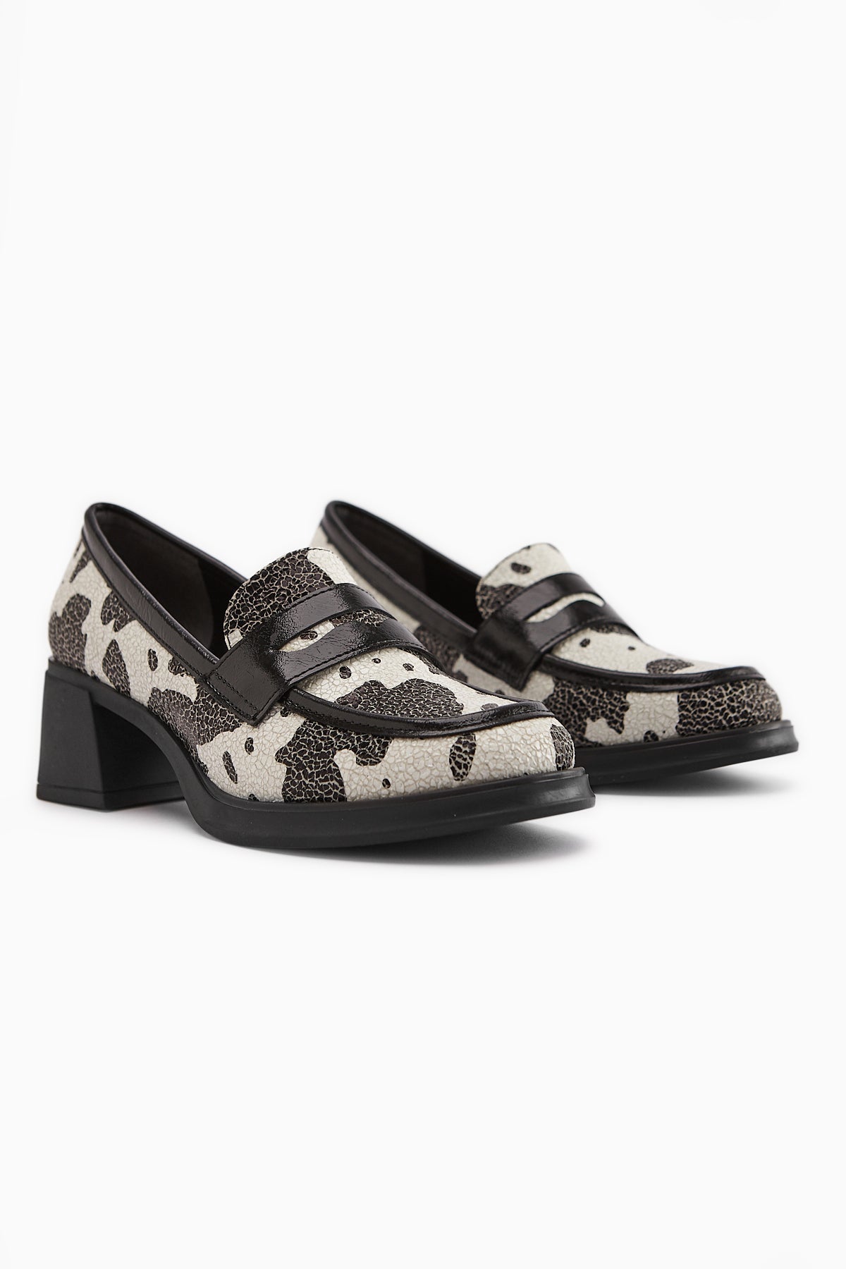 Keyla Black and White Monochrome Patterned Women's Loafer
