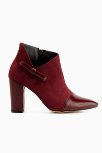 Jami Burgundy Suede Bow Detailed Pointed Toe Women’s Boots