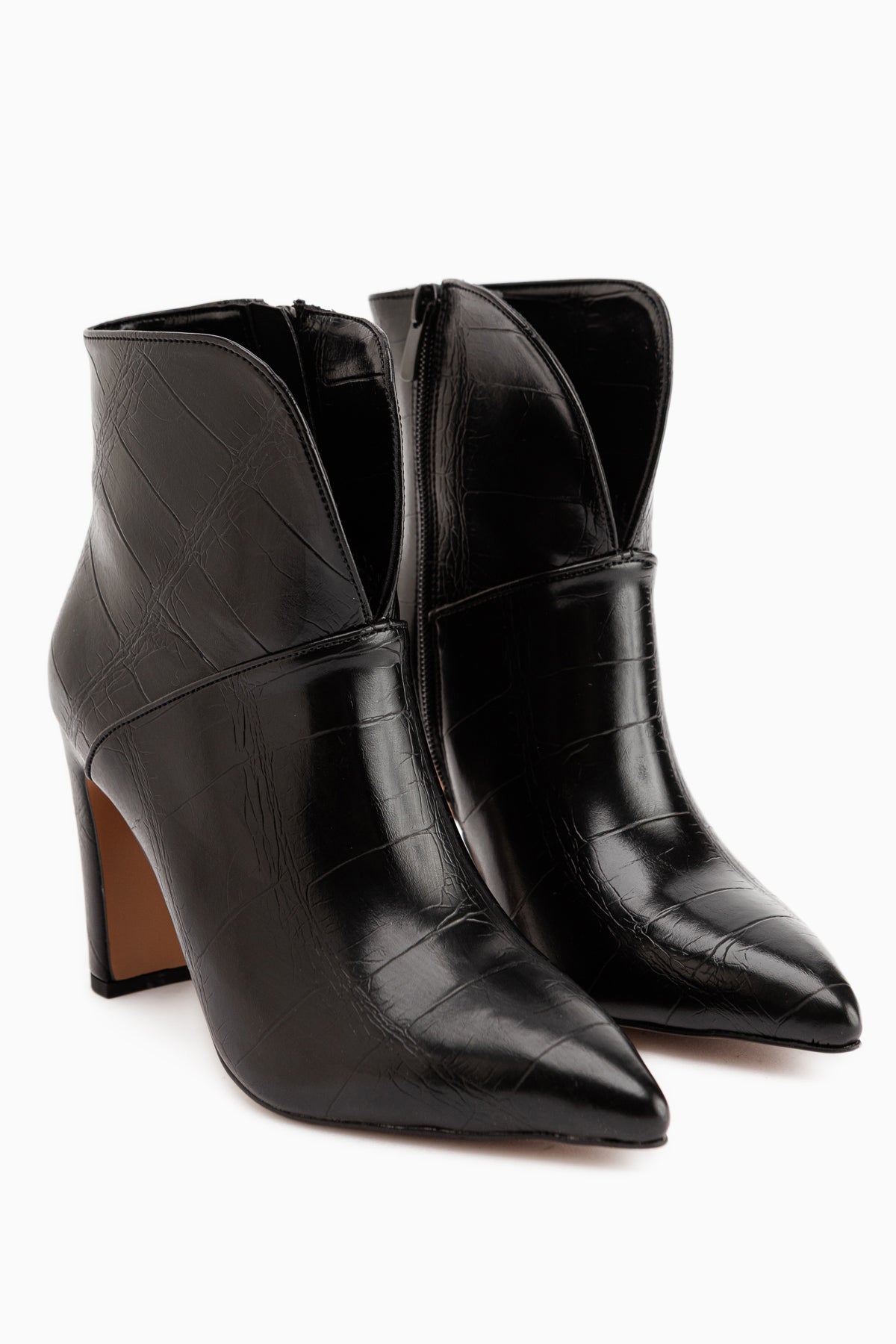 Janis Black Crocodile Heeled Women’s Boots