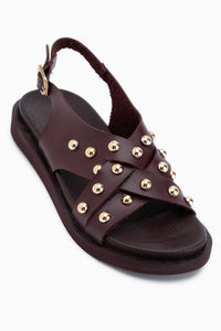 Lucina Bordeaux Kreuzriemen Damen Sandale