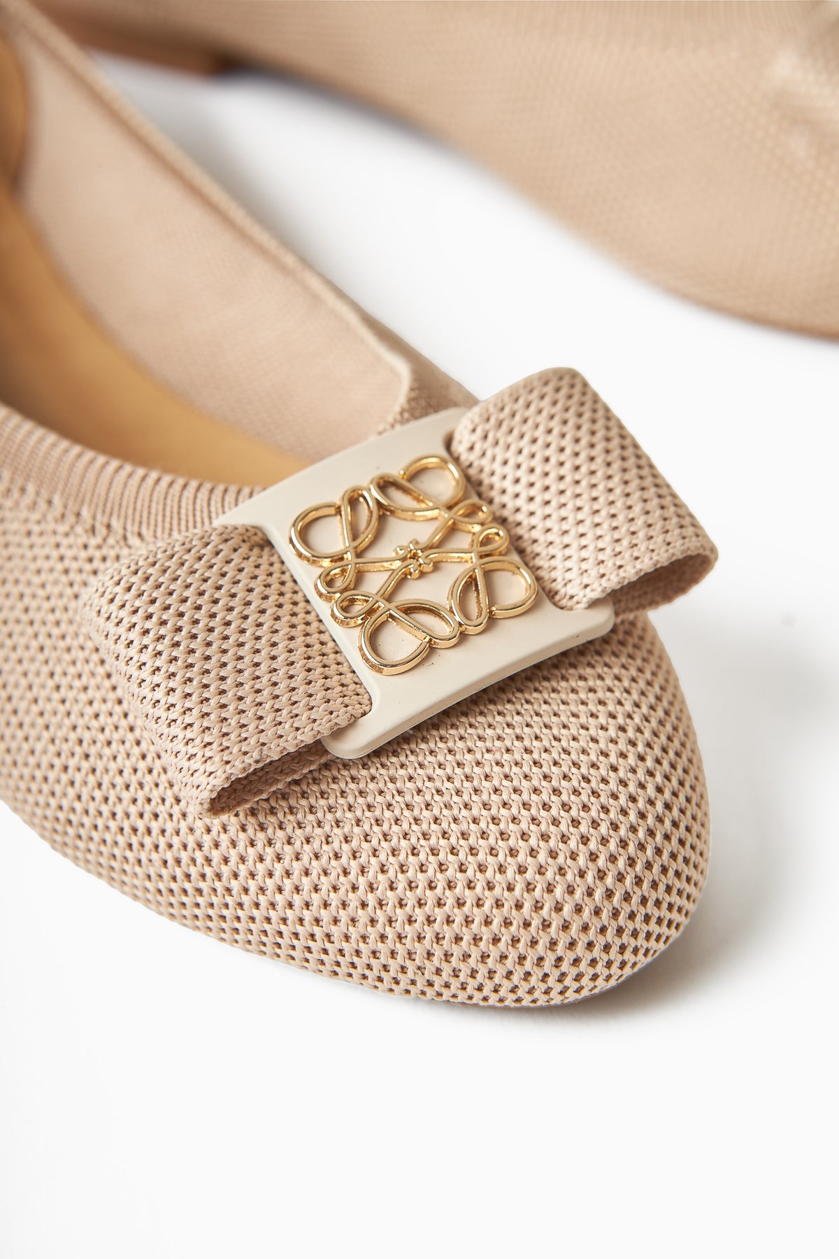 Bloop Beige Schleifen-Ballerina für Damen - Bequemer Alltagsschuh