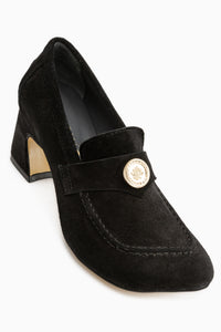 Agnes Echtes Leder Schwarz Schnallen Detail Damen Absatzschuhe