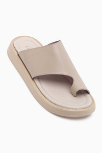 Lesly Echtes Leder Beige Zehentrenner Pantoletten