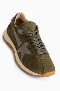 Polly Genuine Leather Khaki Suede Star Detailed Women’s Sneakers