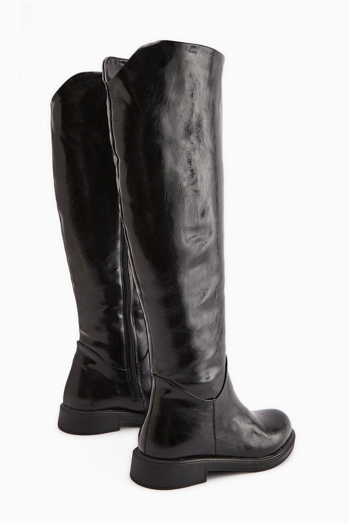 Henni – Schwarz Kniehoher Stiefel mit weitem Schaft (Damen)