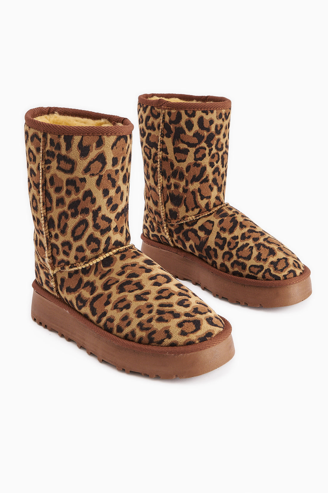 Lena-Birgitta Leopardenmuster Wildleder mit Fell gefütterte Damen Stiefel