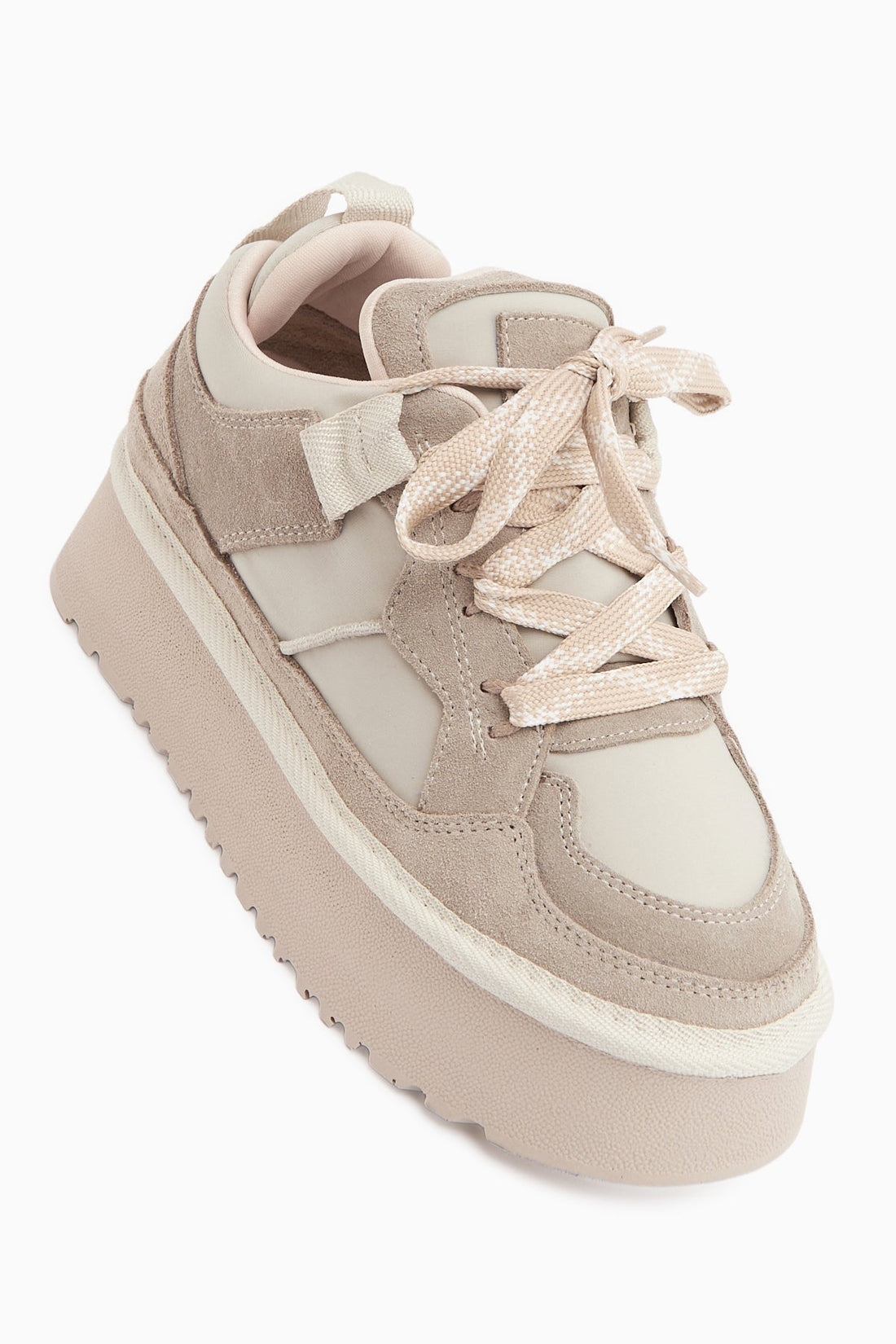 Rita – Beige Velours Sneaker mit Plateau (Damen)