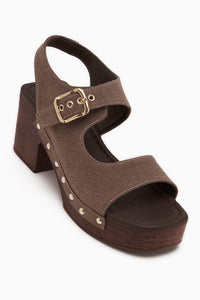 Cleo Brown Suede Belted Platform Heeled Women’s Sandal