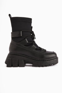 Casey Black Thick Soled Lace-up Women's Boot