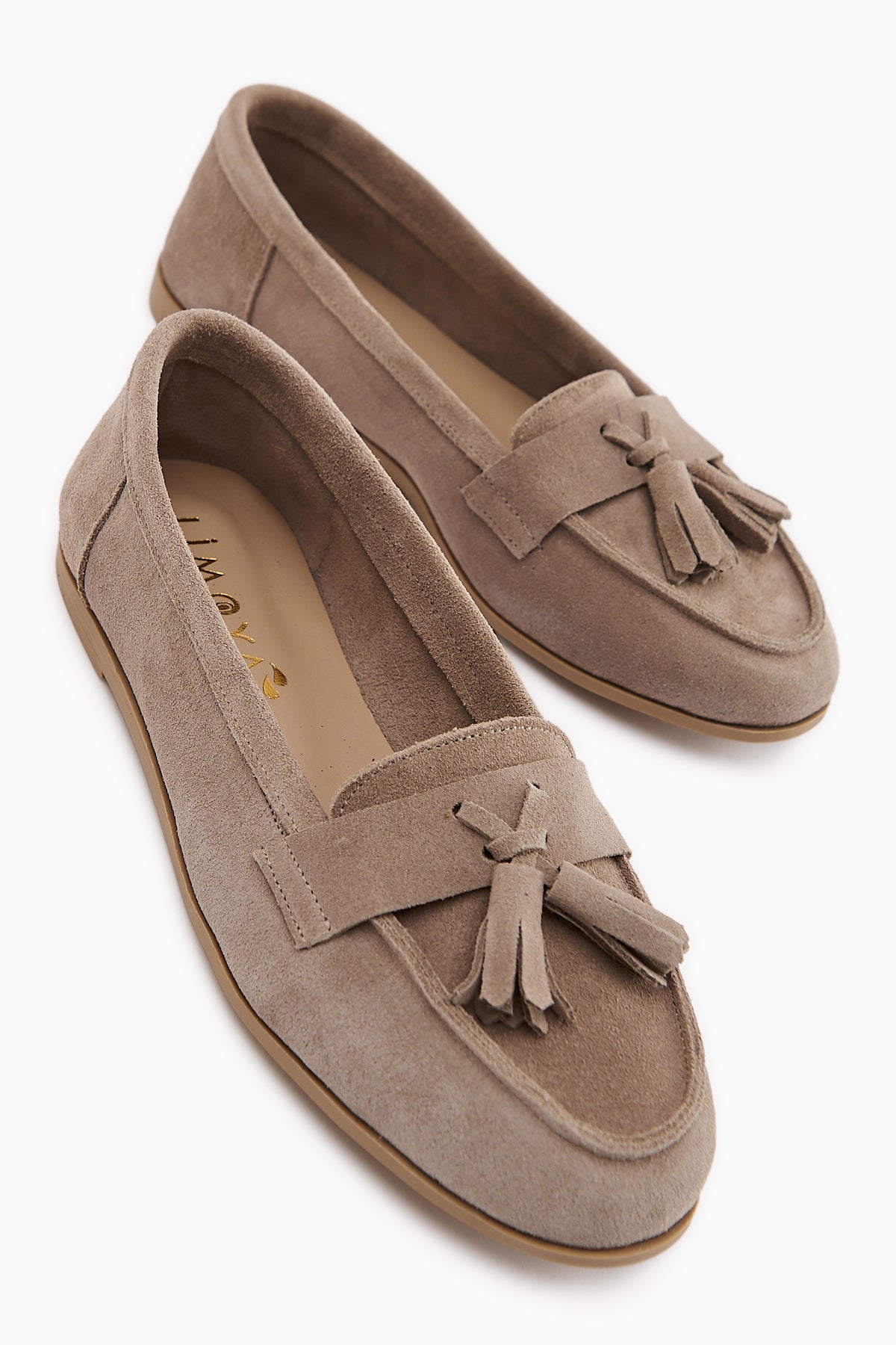 Doris Genuine Leather Beige Suede Tasseled Women's Loafer