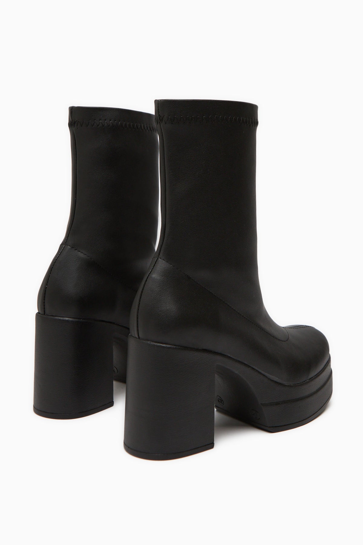 Bie Black Platform Heeled Women's Stretch Boot