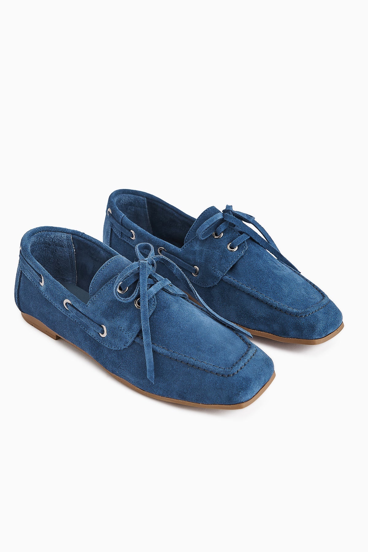 Arian Genuine Blue Suede Leather Lace-Up Moccasin Daily Loafer