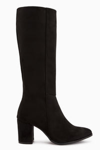 Tatum Schwarze Wildleder Spitz Zehen Mittel Absatz Damen Stiefel
