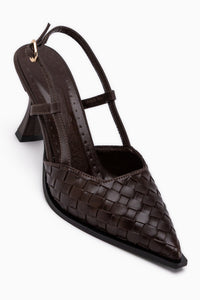 Neila Braun Gewebtes Muster Damen Absatzschuhe