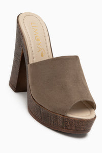 Binta Beige Suede Platform Heeled Women’s Slippers