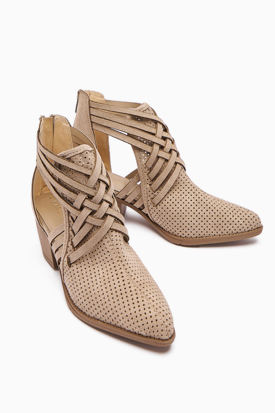 Kimia Beige Suede Zippered Thick Heel Women's Western Summer Boots