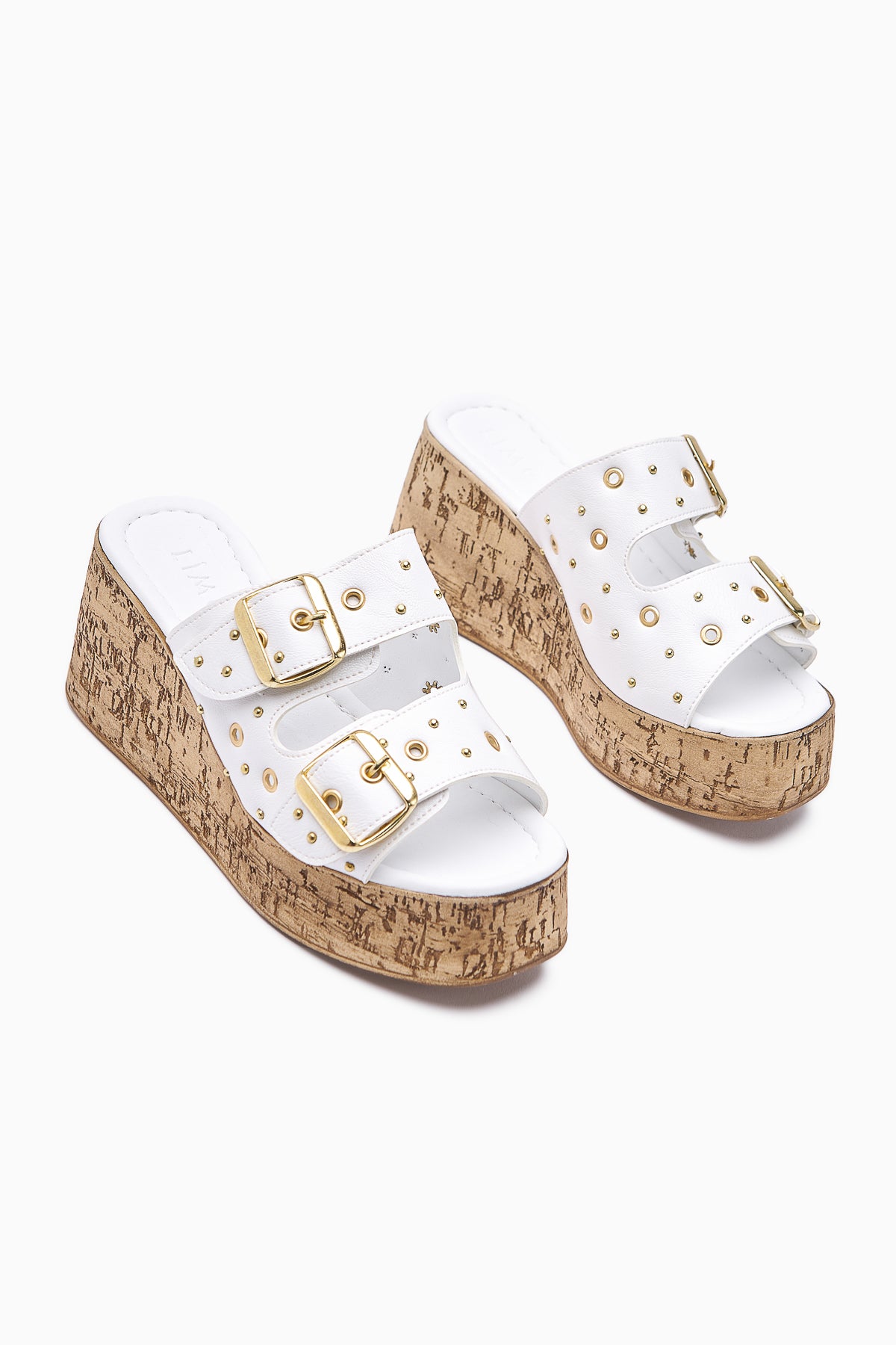 Genja White Trocque Wedge Heeled Women's Slippers