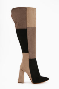 Kamiyah Schwarz Beige Knielange Stiefel