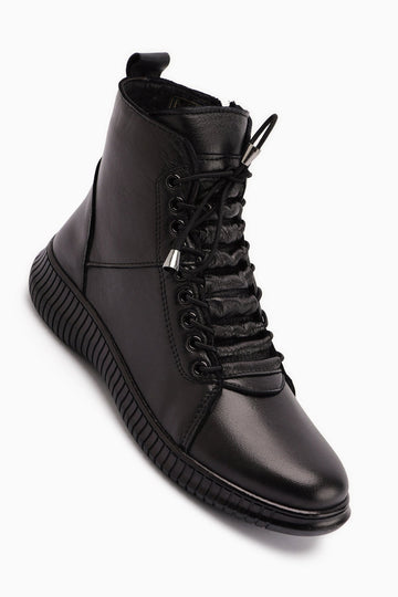 Jina – Schwarz [Echtleder] Stiefelette mit Schnürung (Damen)