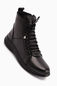 Jina – Schwarz [Echtleder] Stiefelette mit Schnürung (Damen)