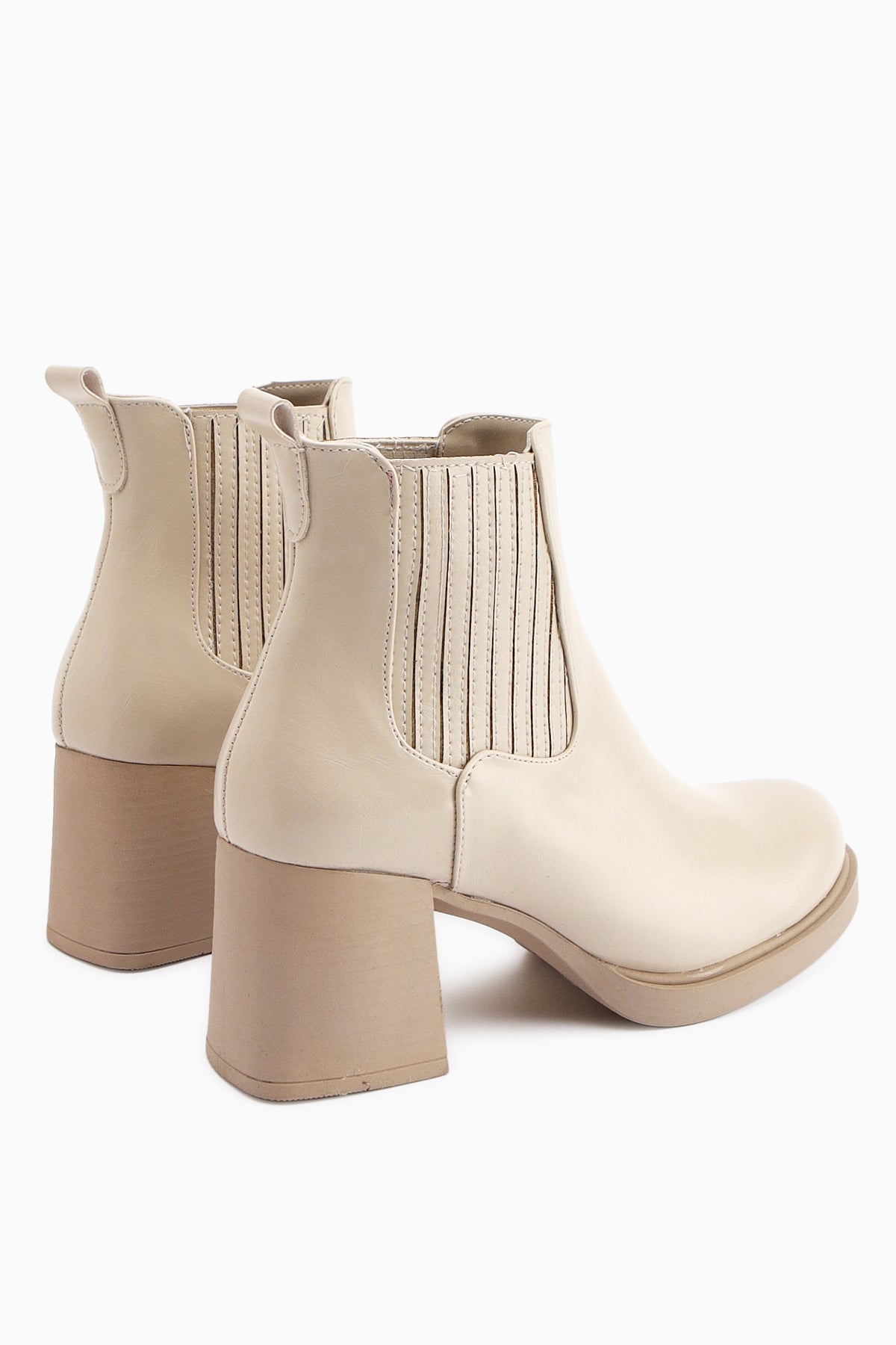 Marya Beige Elasticated Women's Heeled Boot