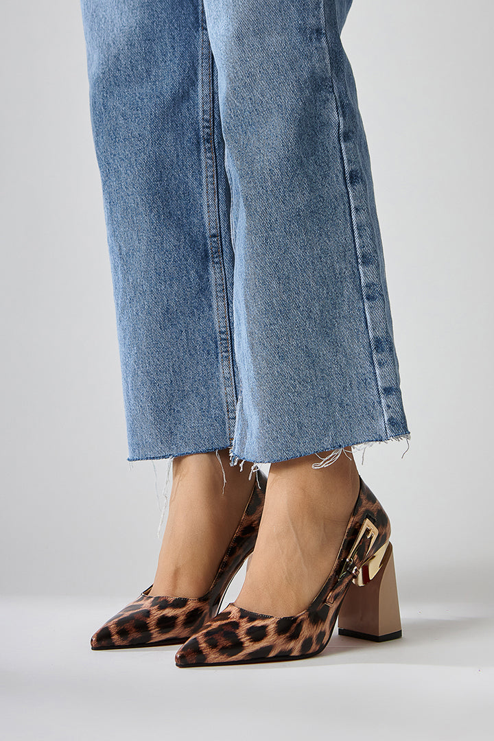 Vania Leopardendruck Damen Metallabsatz Schuh