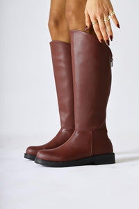 Gigi Burgundy Fur Lined Foldable Back Zipper Boots