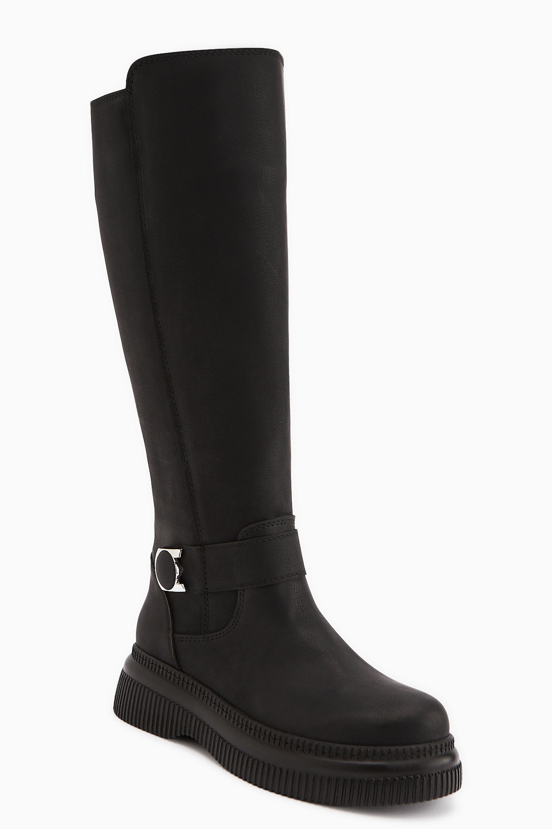 Juliah Schwarze Schnalle Detail Reißverschluss Stiefel