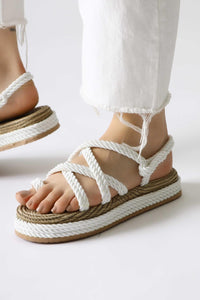 Spresa White Thick Soled Rope Sandals
