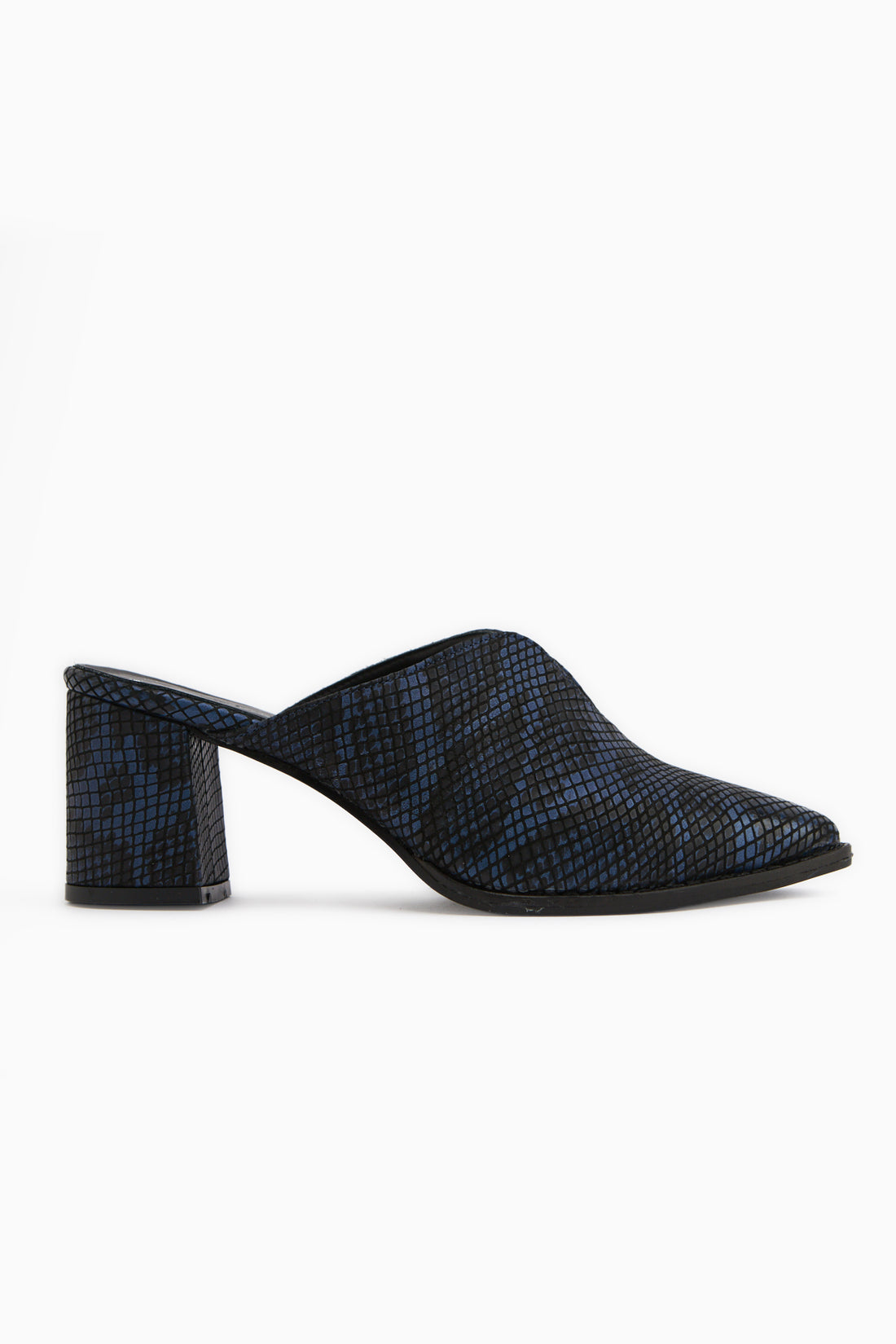 Rachel Echtes Leder Marineblau Schlangenmuster Damen Absatzpantoletten