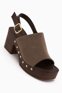 Cindy Braun Wildleder Plattform Absatz Damen Sandale
