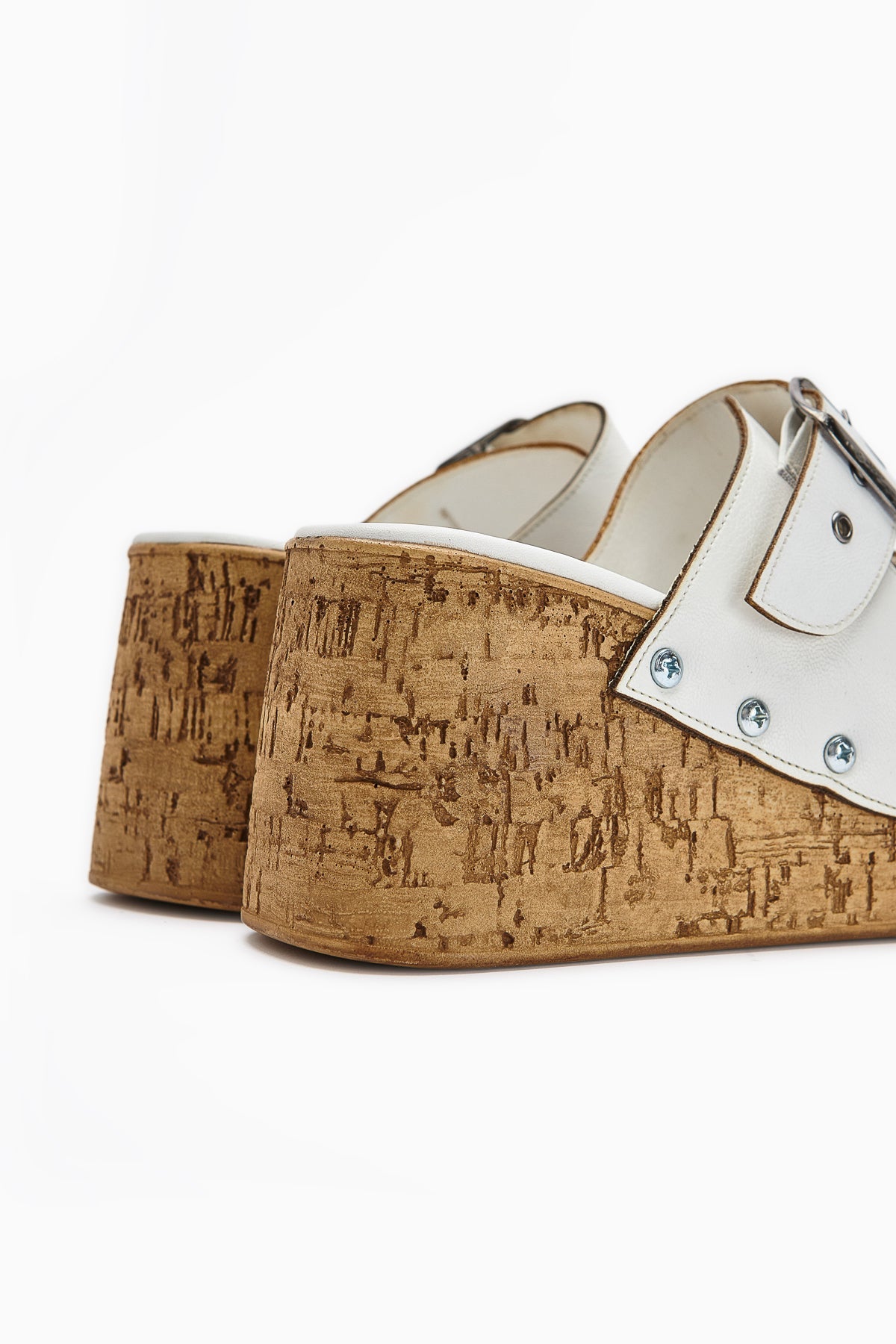 Ratka Weiß Doppelriemen Plateau Absatz Damen Hausschuhe