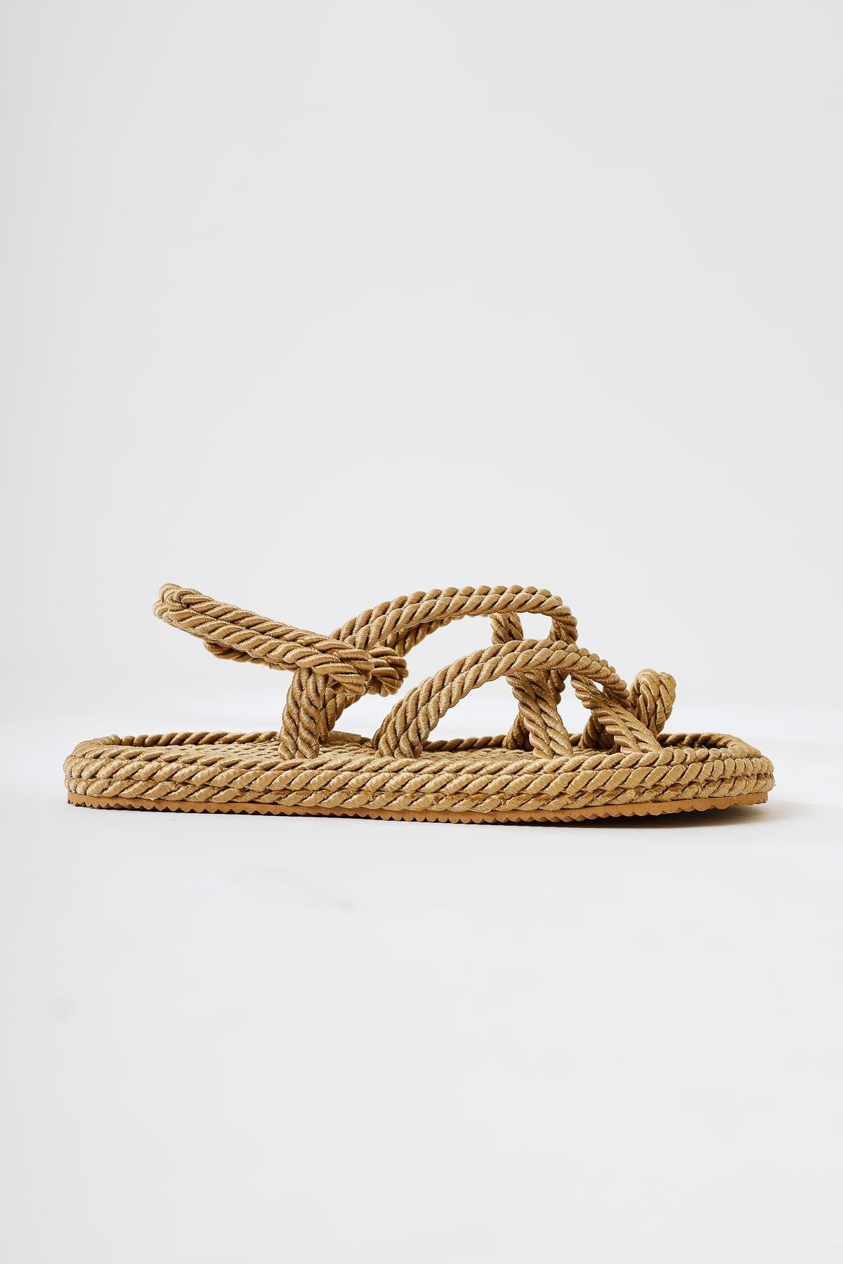 Marlene Gold Cross Rope Sandals