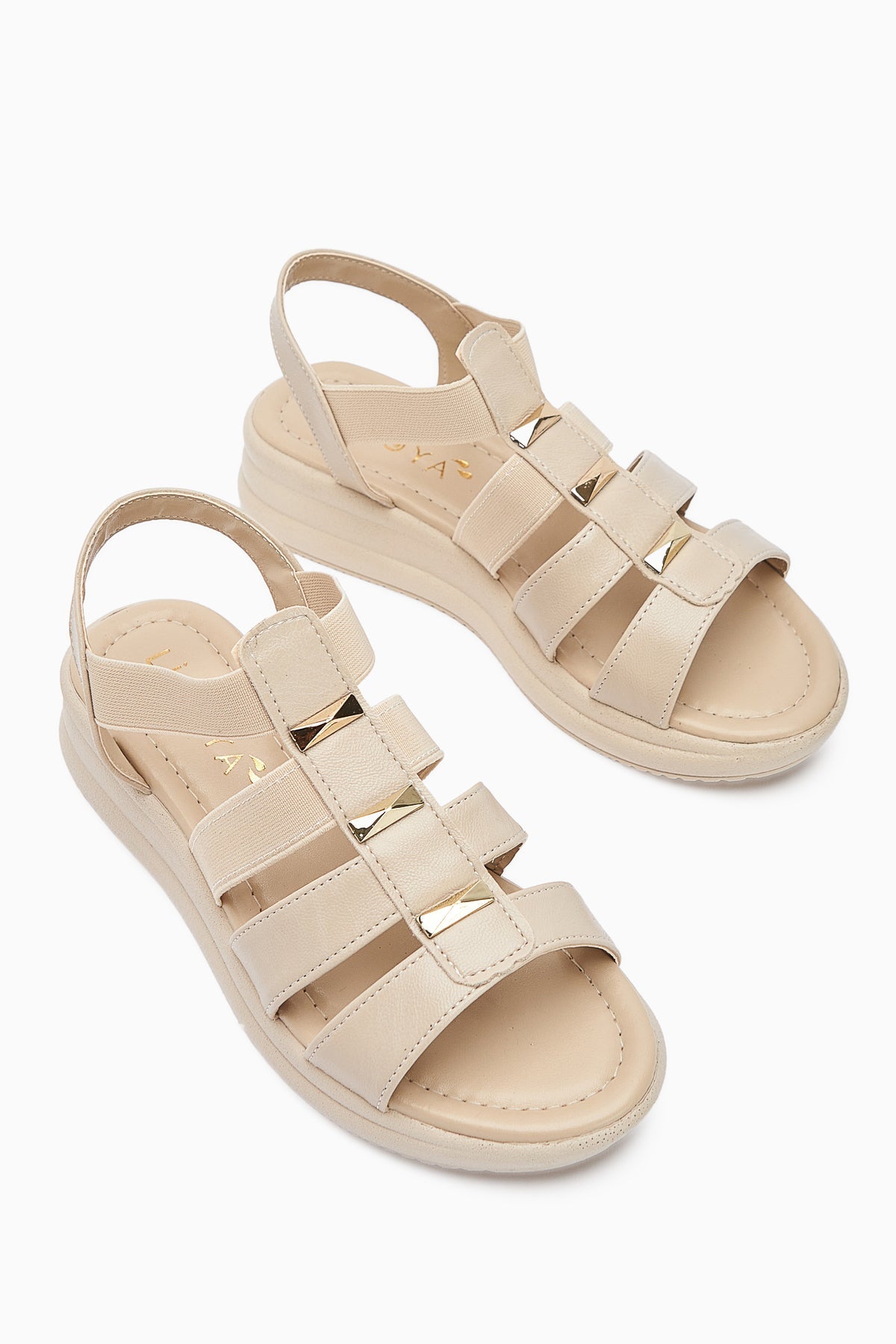 Gilda Creme Elastische Damensandalen