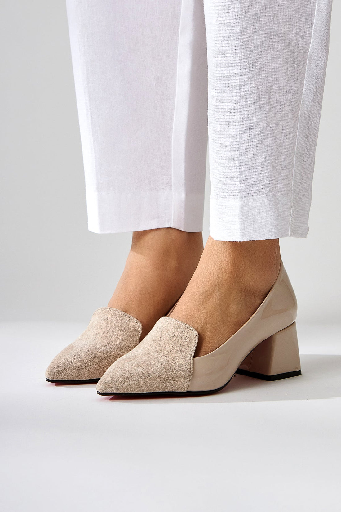 Gisela Lackleder mit Wildleder Detail High Heels für Frauen