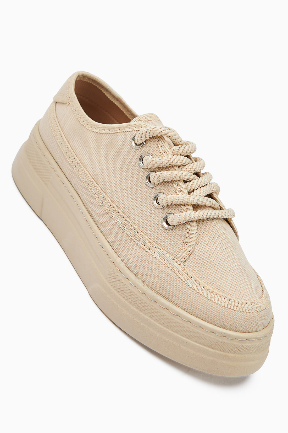 Sassa Bej Yüksek Tabanlı Bağcıklı Kadın Sneaker