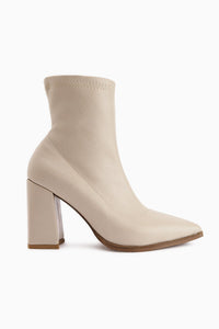 Susy Beige Thick Heeled Stretch Women's Boot