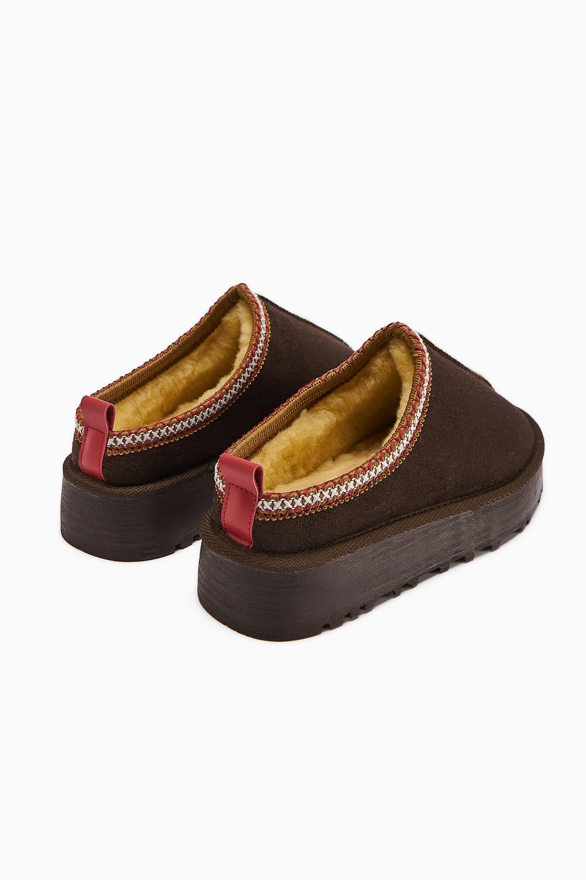 Anne-Liis Brown Suede Woven Detail Winter Slipper