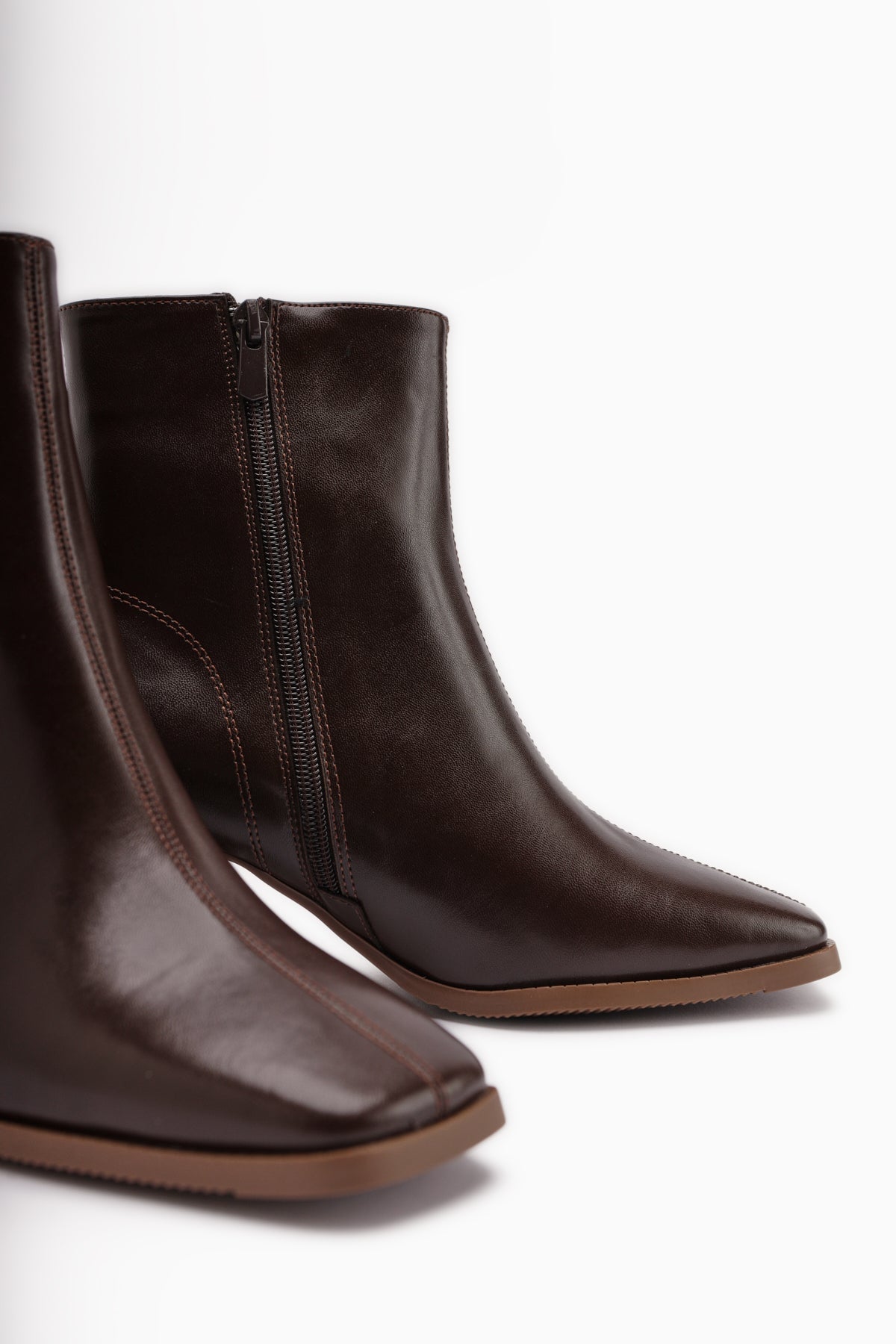 Margot Brown Square-Toe High-Heeled Women's Boot