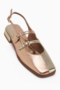 Winny Genuine Leather Gold Double Strap Women’s Sandal