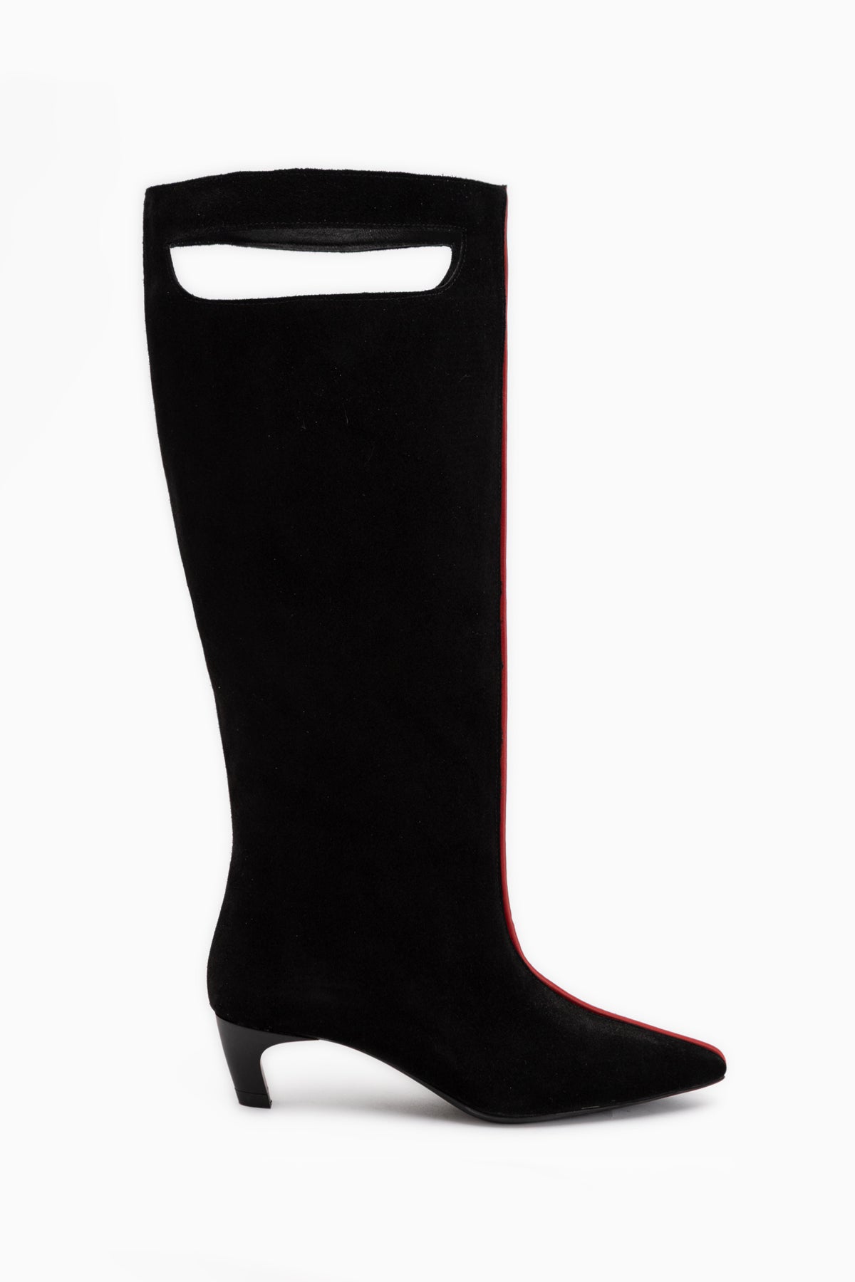 Gena Echtes Leder Schwarz Wildleder Kurze Absatz Damen Stiefel