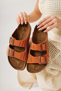 Aire Orange Double Banded Stone Detailed Slippers